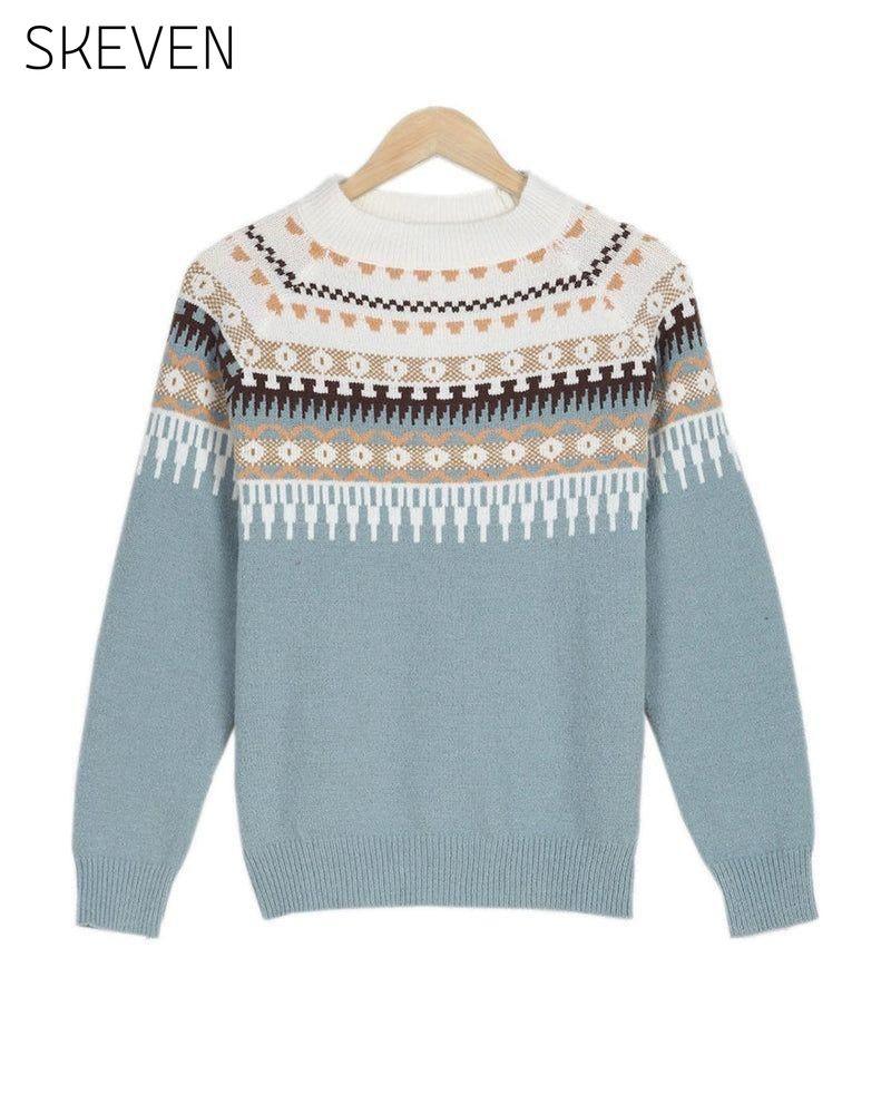 Long Sleeve Printed Pullover Sweaters 2023 f/w 23BF clothes discount pullovers spring Sweaters sweaters & cardigans Tops/Blouses