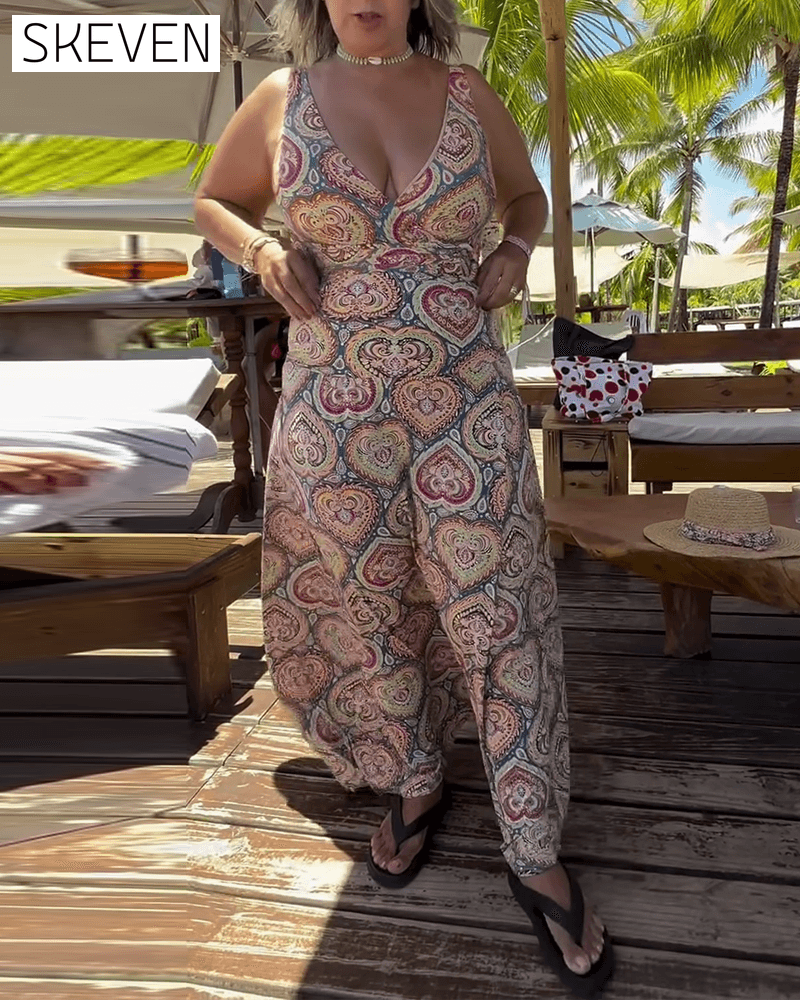 Strapless Heart Holiday Print Swimsuit