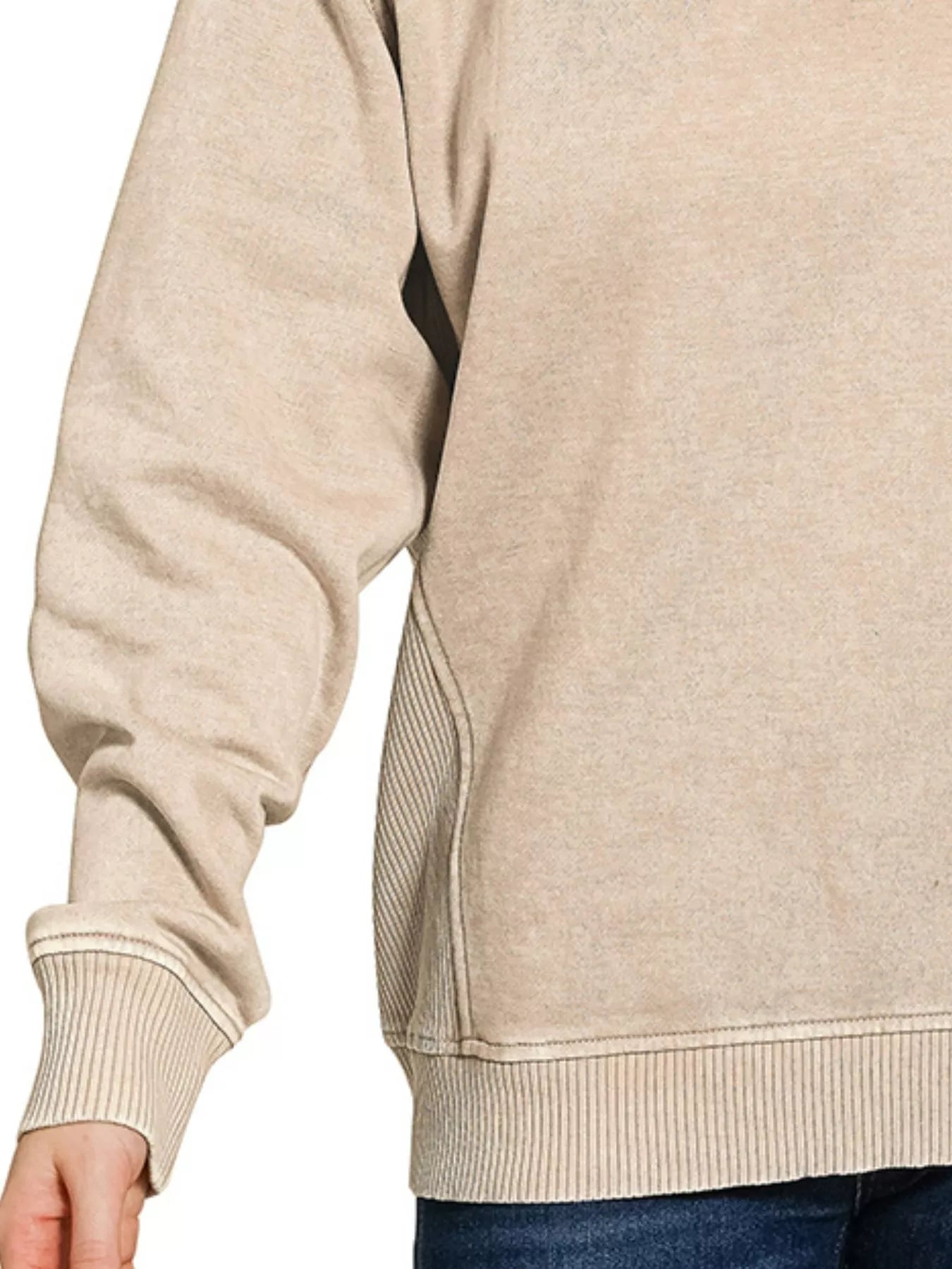 Zenana Acid Washed Fleece Sweatshirt With Side Rib