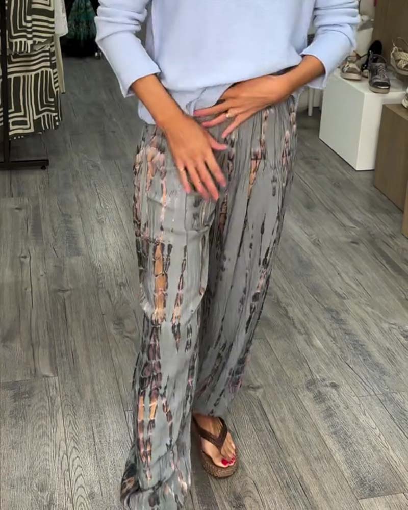 Tie-Dye Print Wide Leg Harem Pant