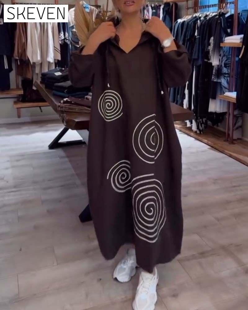 Kapuzenkleid mit langen Ärmeln, lockerer Passform