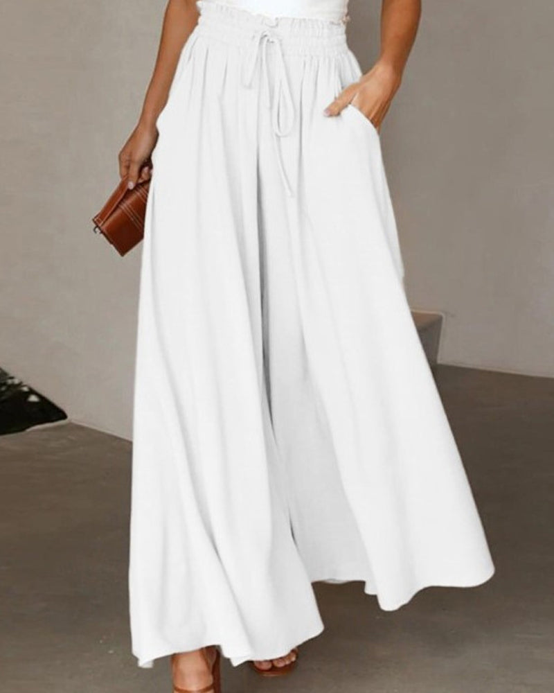 Drawstring Casual Wide-Leg Pants