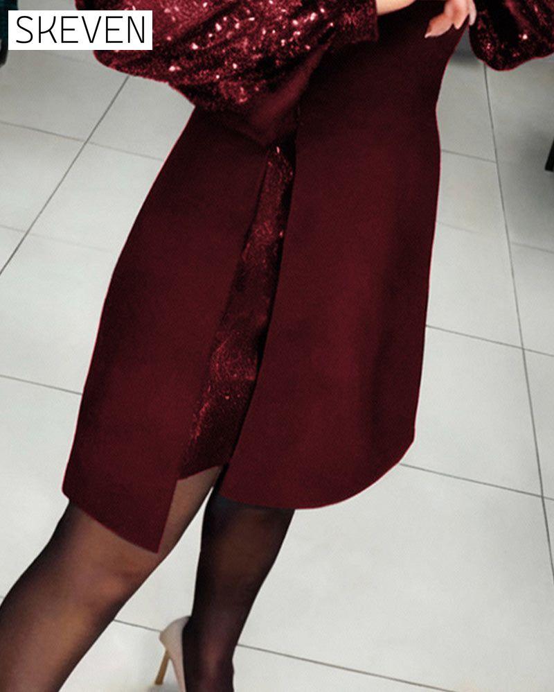 Puff-Sleeved Elegant Patchwork Dress