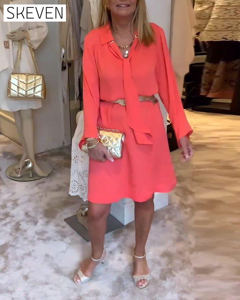 robe à ruban uni à revers