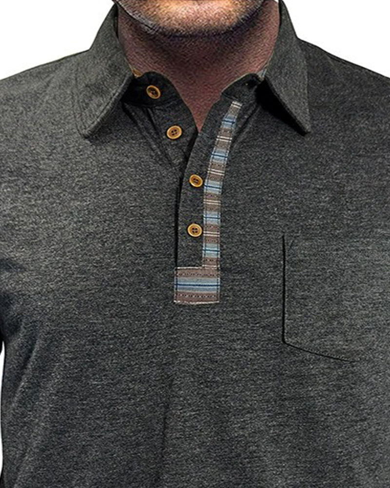 Men's Button Lapel Polo Blouse