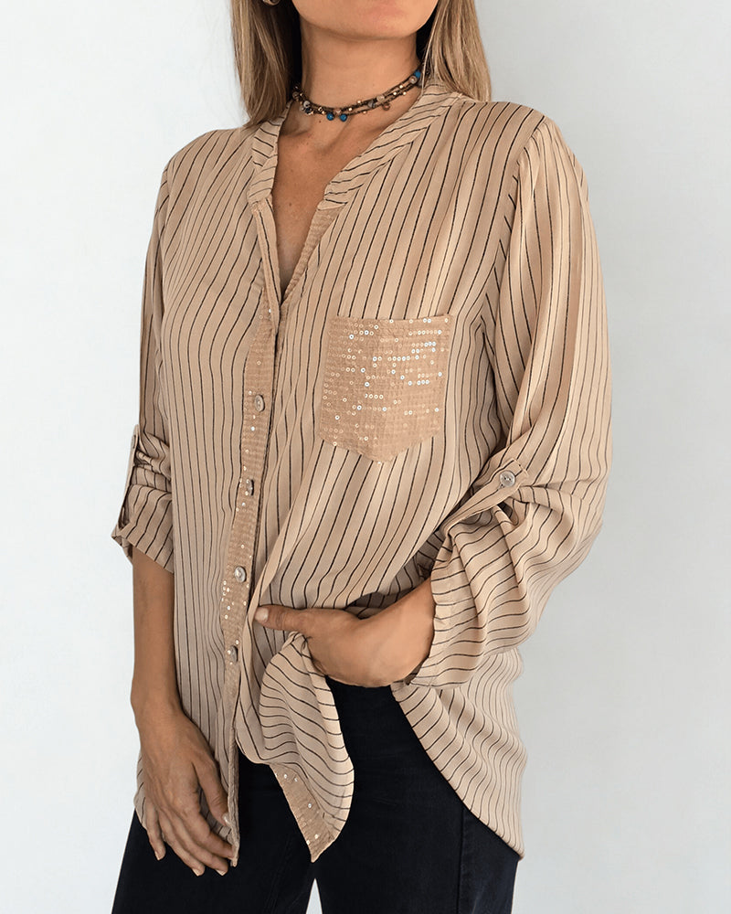Fashion Sequin Stripe Shirt