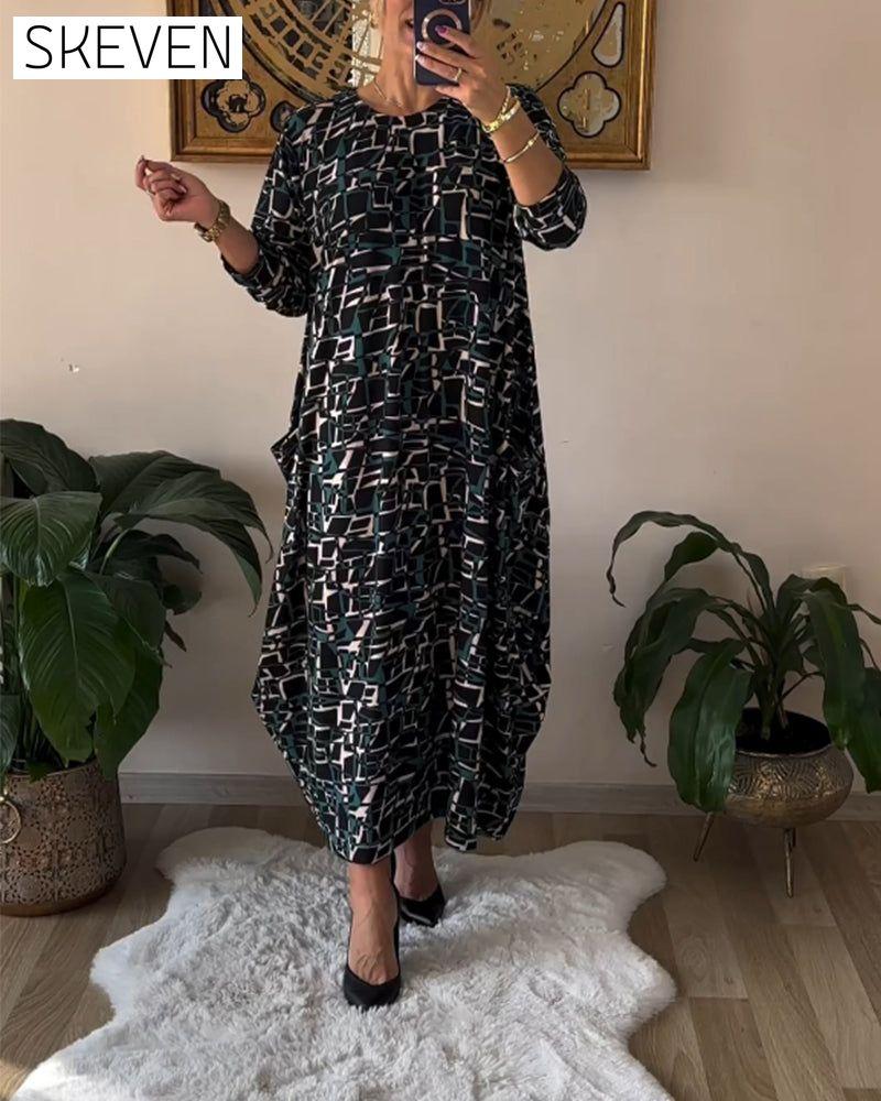 robe à manches longues style rétro