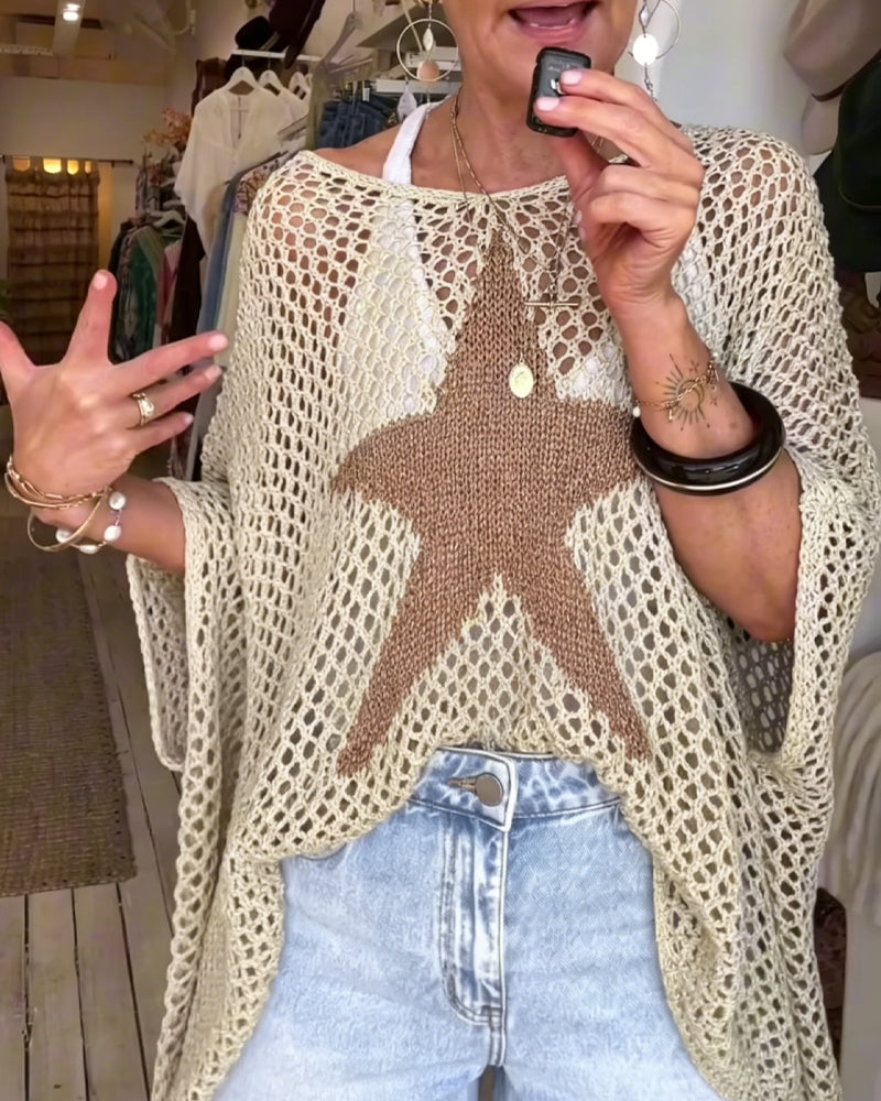 Hollow-out Star Pattern Loose Pullover