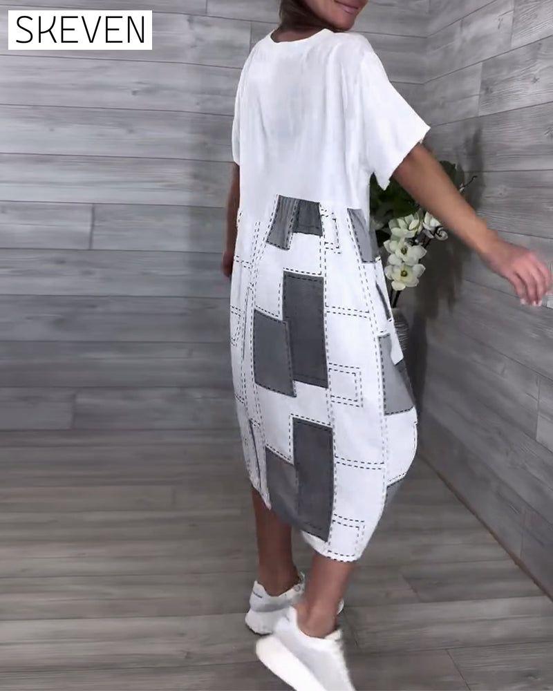 Robe à col rond tendance de rue