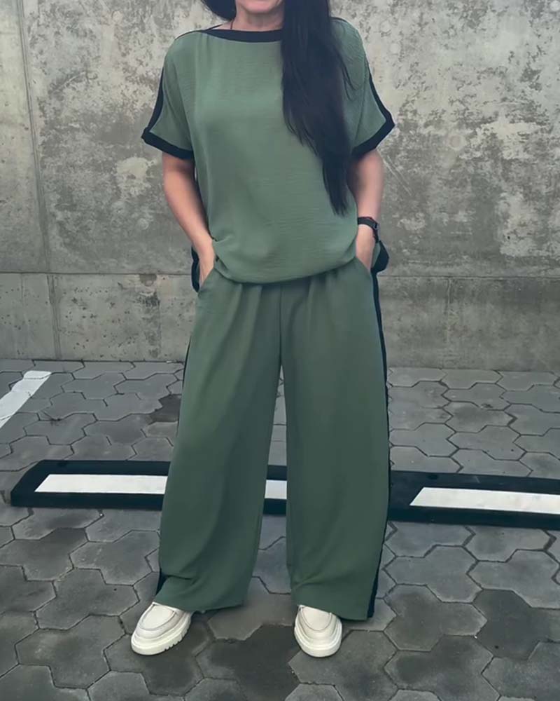 Flowy Round Neck Casual Two-Piece Set