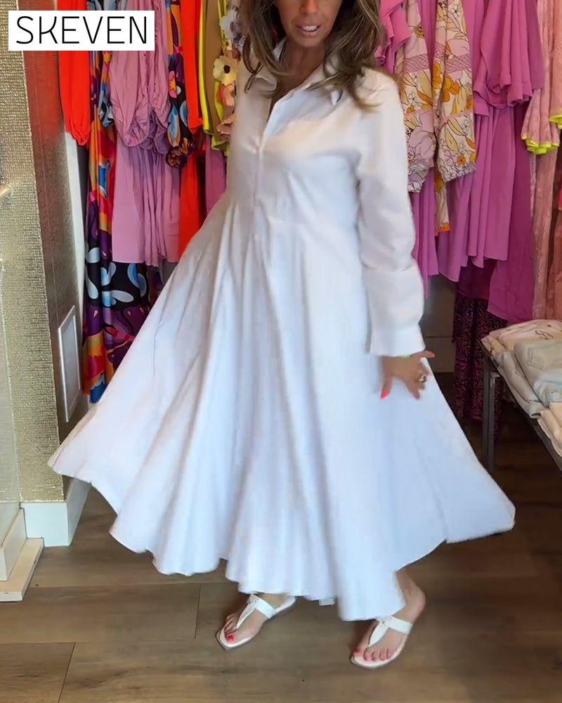 Freizeitkleid mit einfarbigem Revers