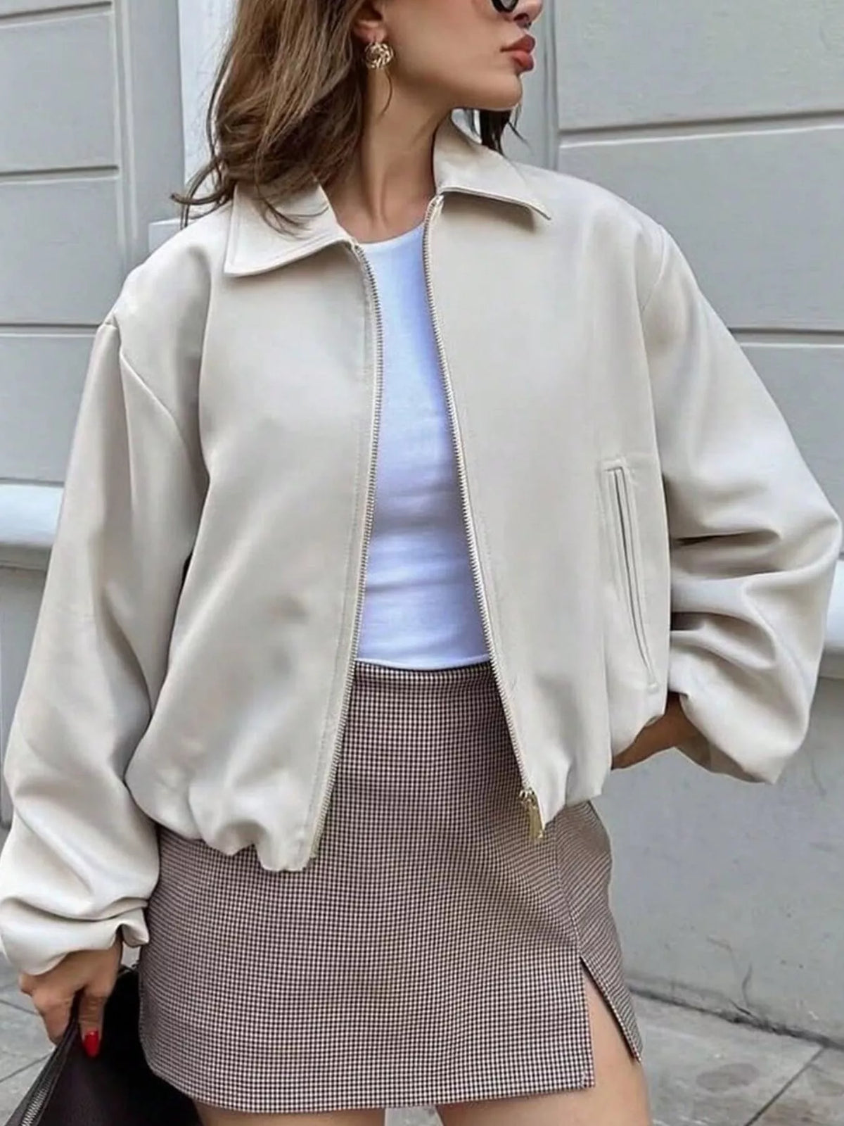 Zip Up Cropped Jacket