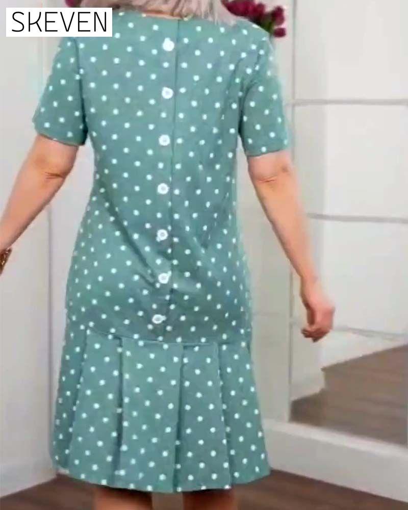 Polka dot print short sleeve casual dress casual dresses summer