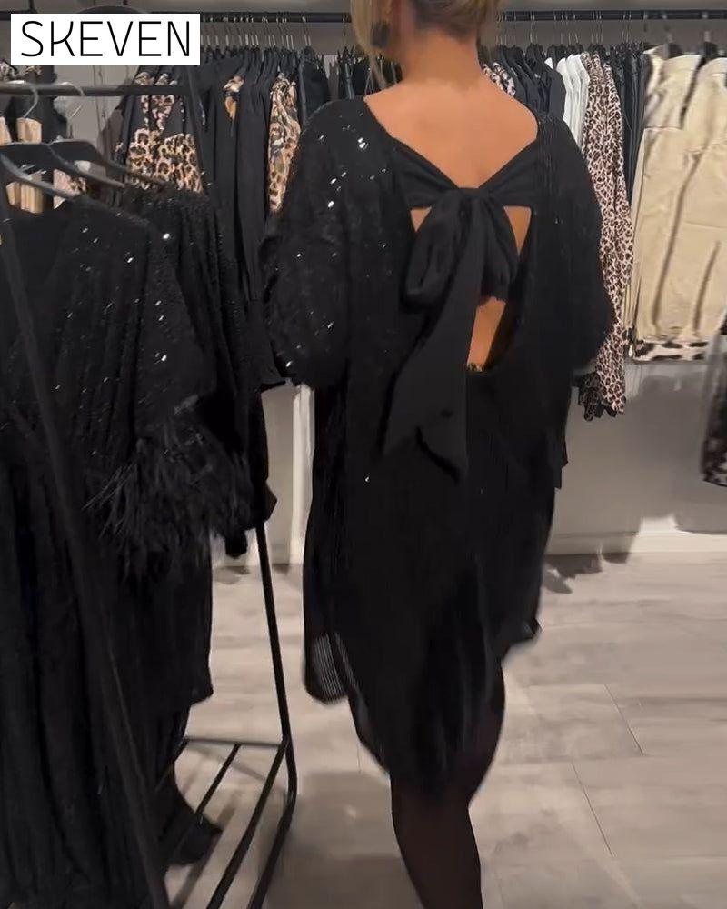 Elegantes rückenfreies Paillettenkleid mit Trägern