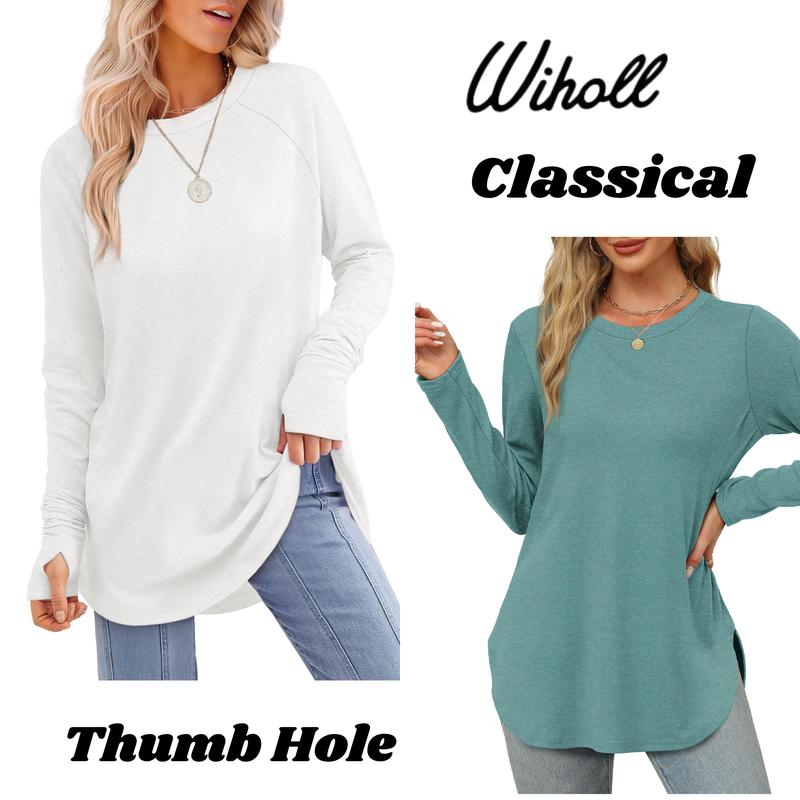 💖This week's Hot Sales - Only ￡13.99✨🍂Women's Casual Crewneck Long Sleeve Top With Thumb Holes and Curved Hem