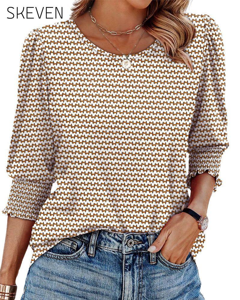 Puff Sleeve Printed Blouse