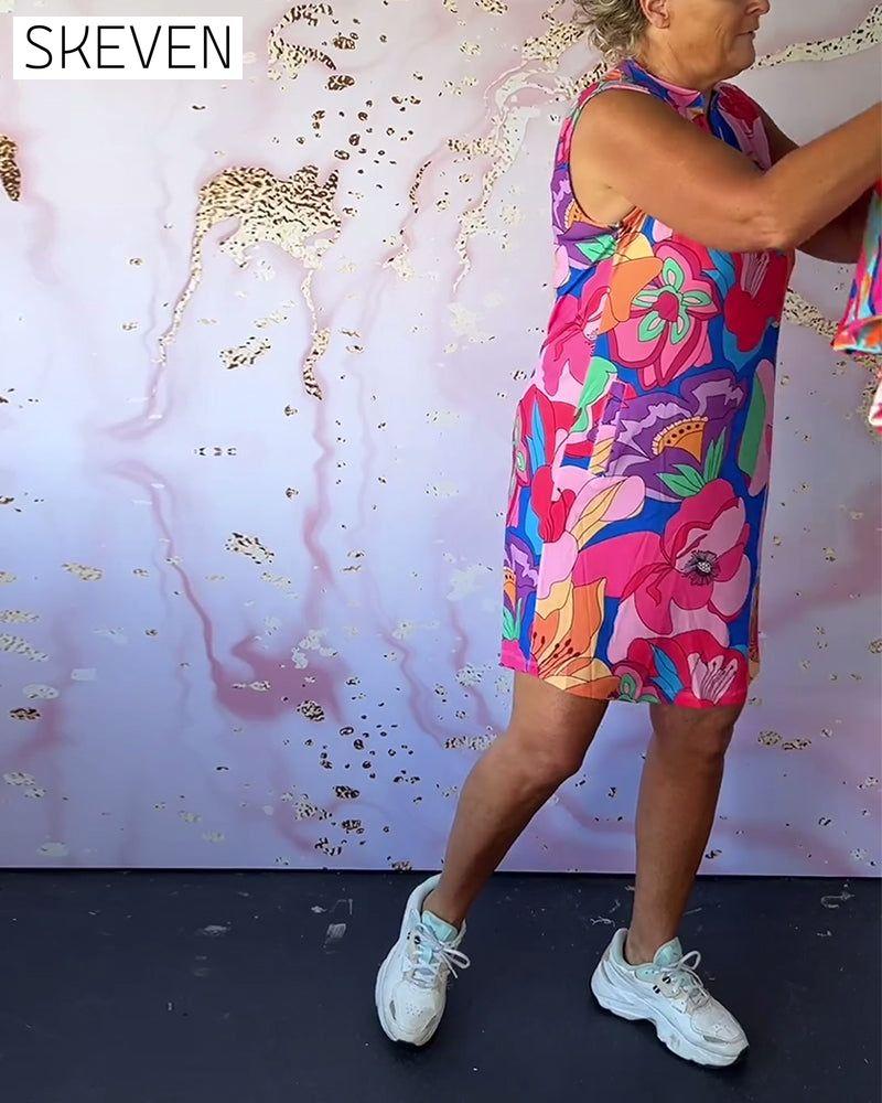 Sleeveless floral print dress