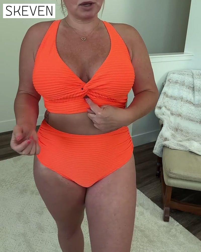 Lässiger einfarbiger Triangel-Bikini