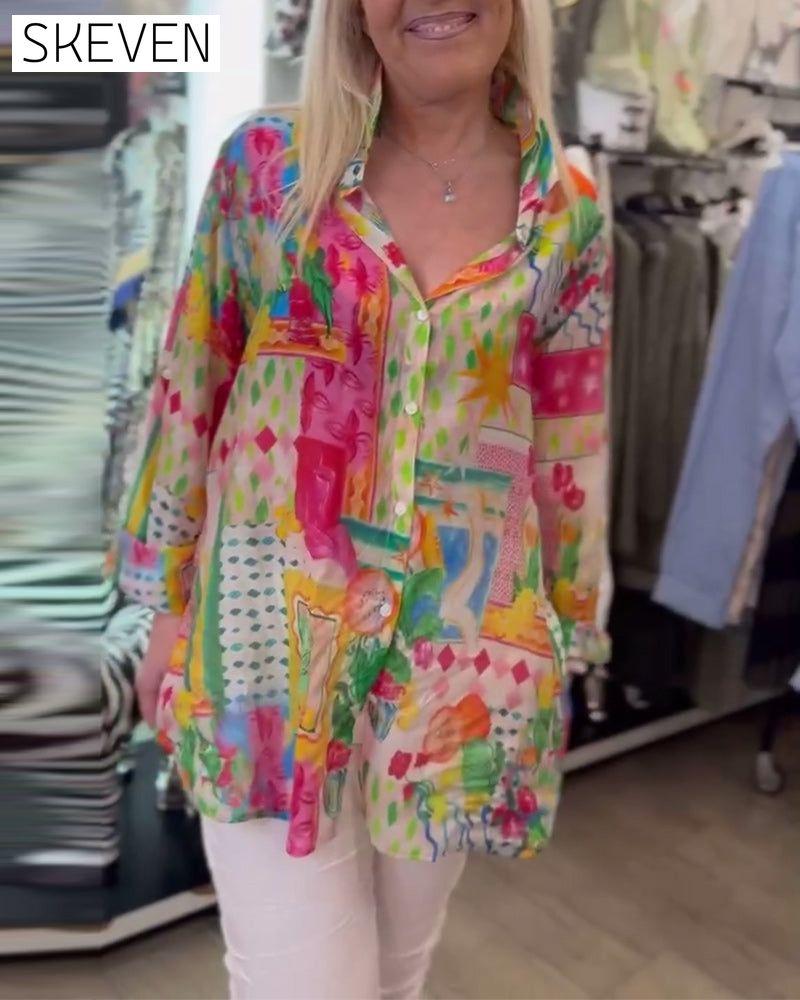 Colorful Stylish Lapel Shirt