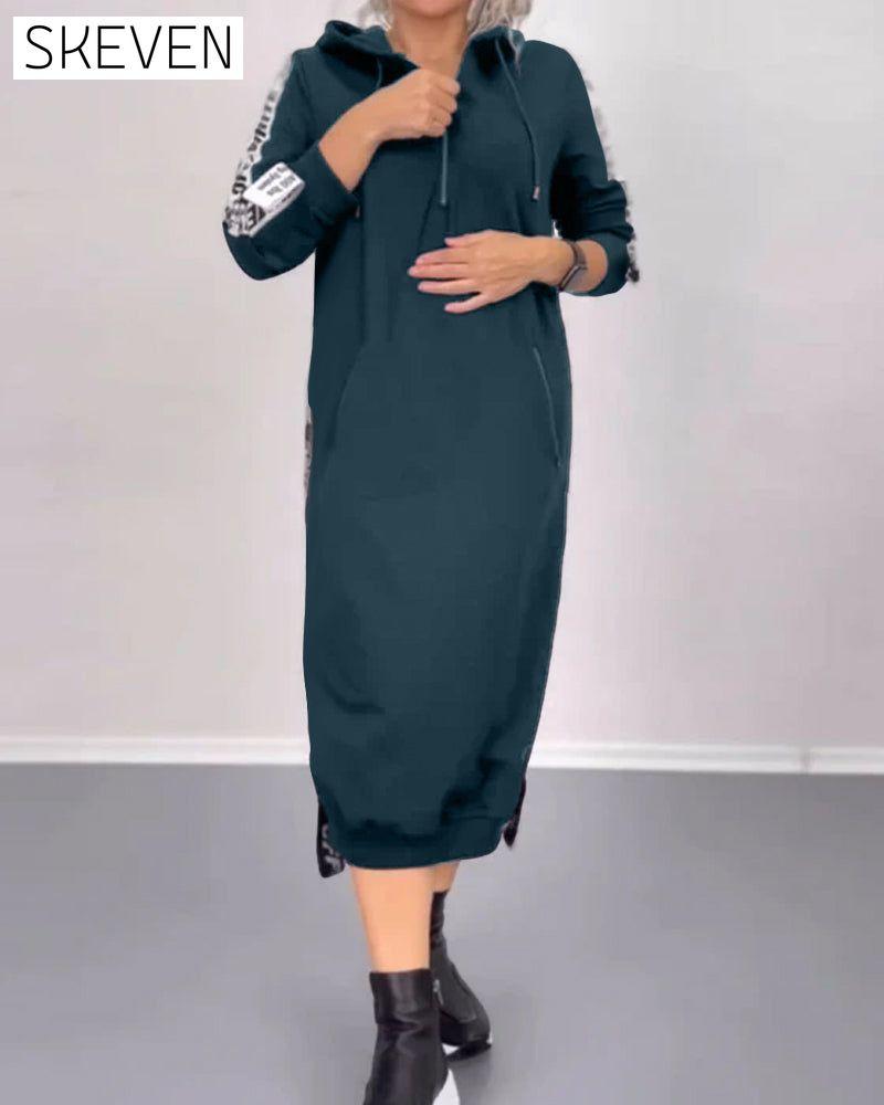 Zip hooded casual dress