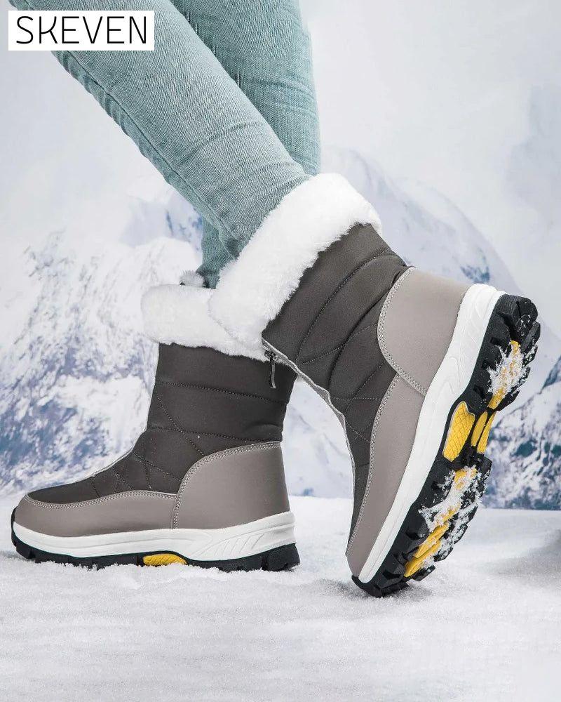Damen-Schneestiefel mit Reißverschluss, rutschfest und warm