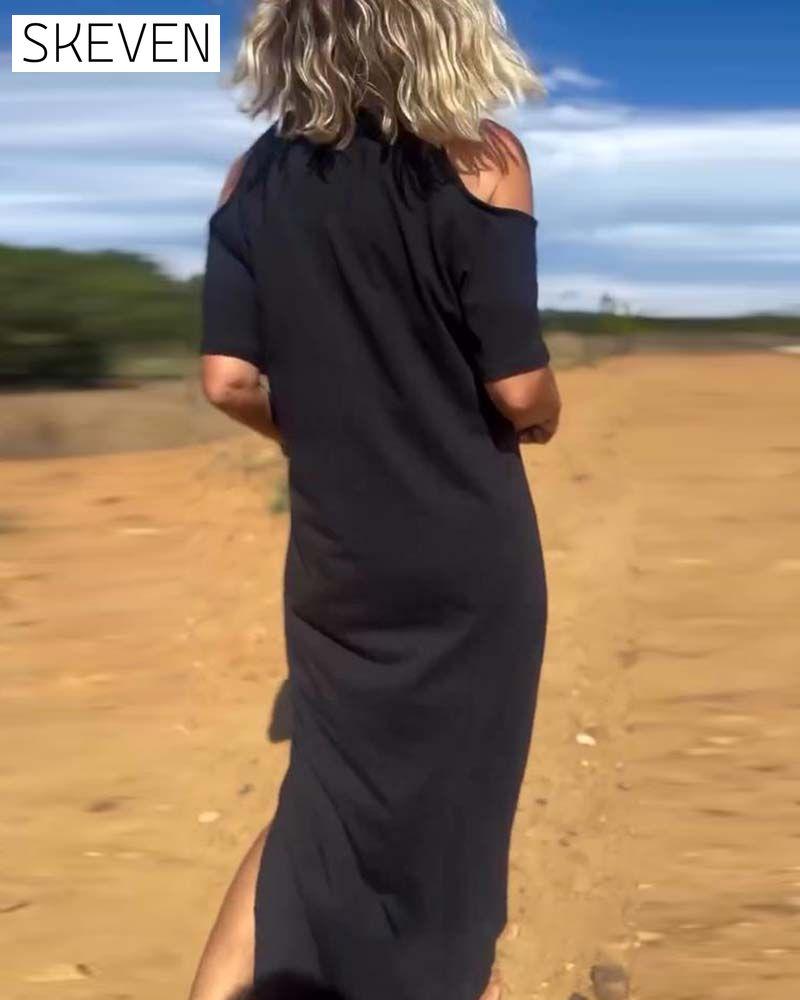 Modisches, lässiges, schulterfreies, figurbetontes Kleid