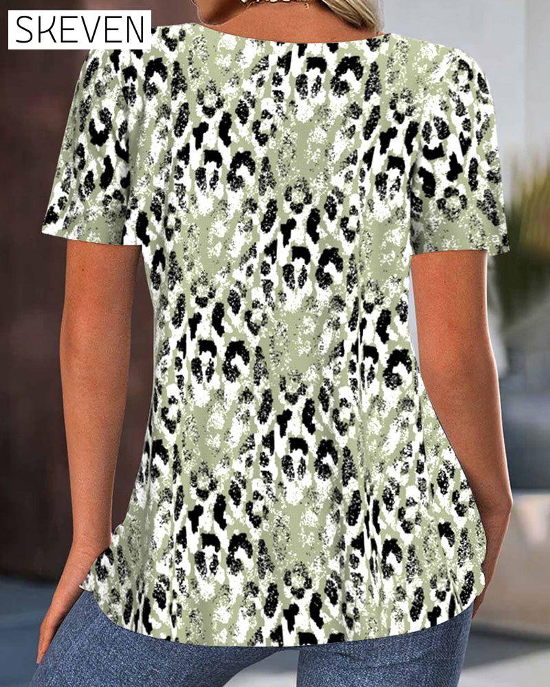 Kurzarm-T-Shirt mit Rundhalsausschnitt und Aufdruck