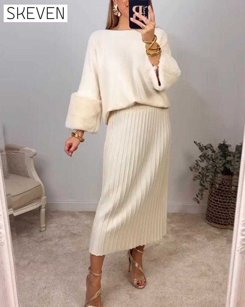 Elegant Solid color pullover with long sleeve