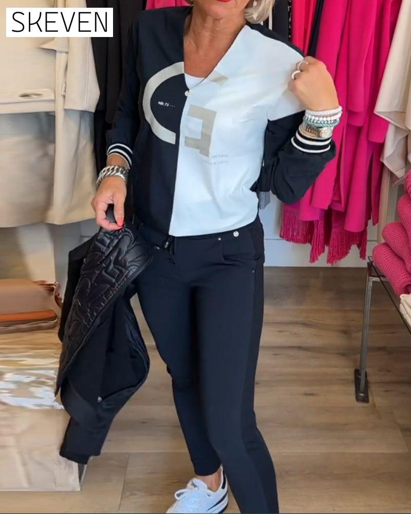 V-neck color block top