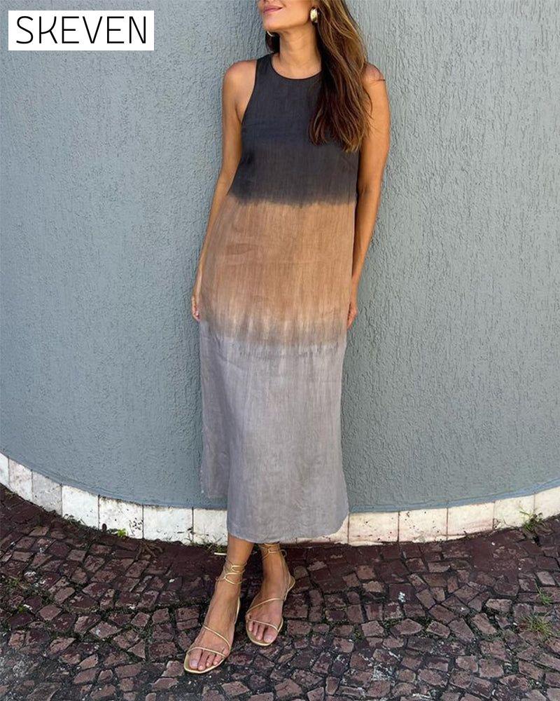 Ärmelloses Kleid mit Farbverlauf und Rundhalsausschnitt