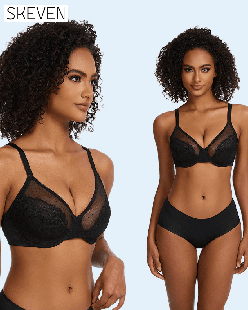 Mesh Lace Gathered Bra