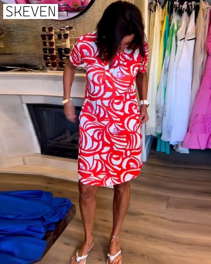 Lässiges Kurzarmkleid mit Print
