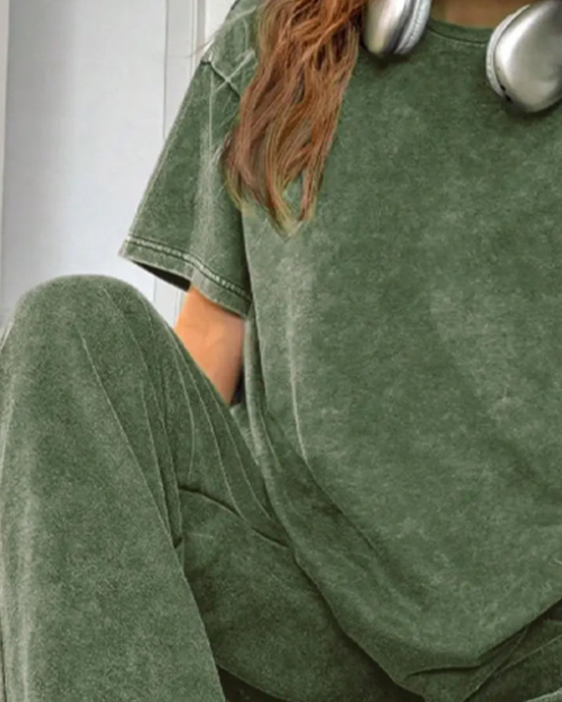 Casual Vintage Short Sleeve Set