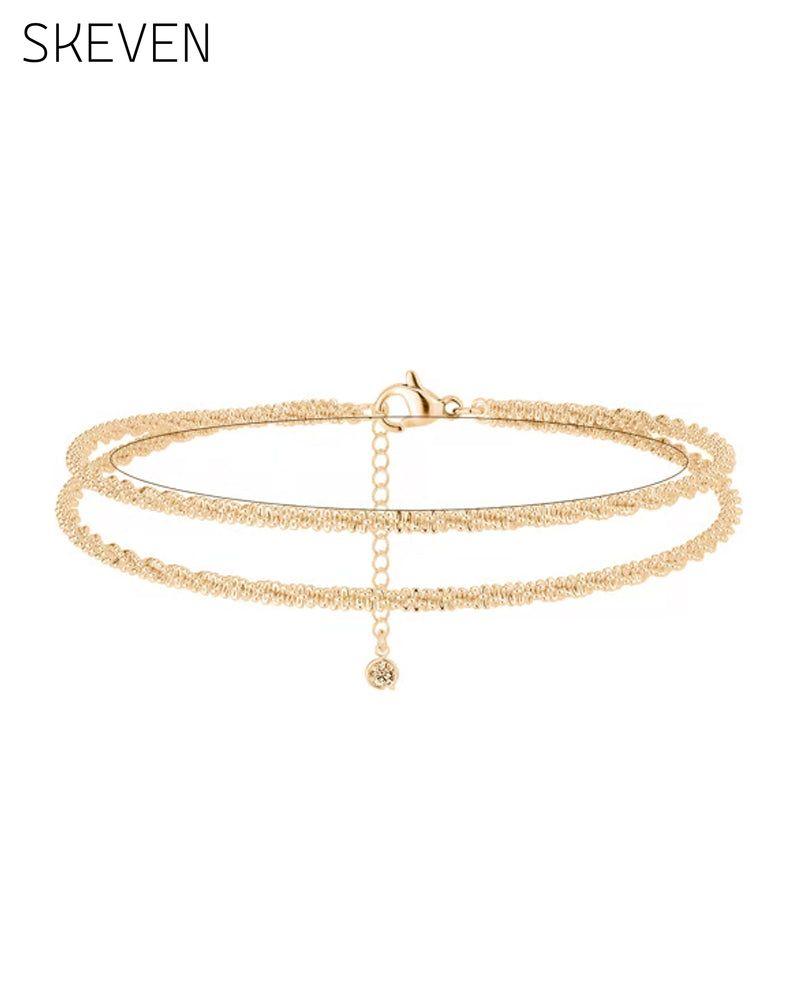 🏖️ KC Gold- und Sterlingsilber-Fußkettchen für Damen