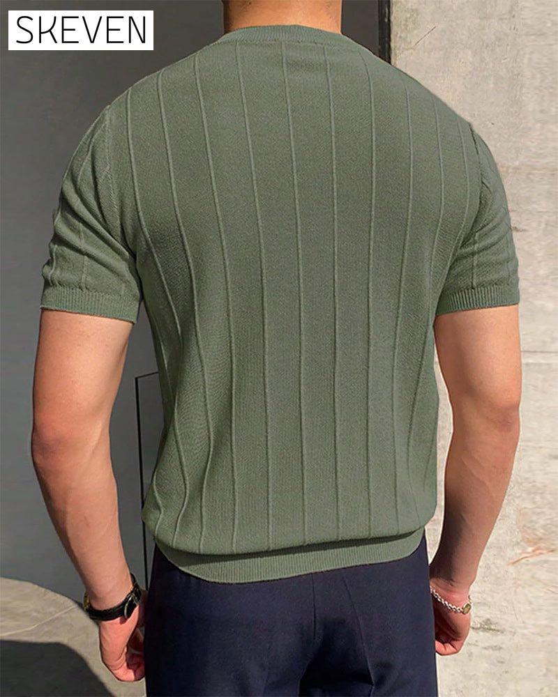Men's Crew Neck Short Sleeve Breathable Knitted T-Shirt