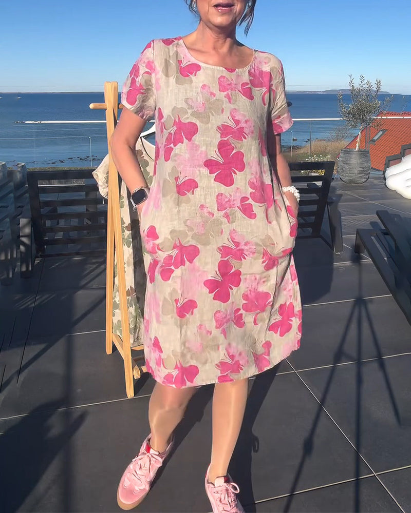 Casual Butterfly Print Dress