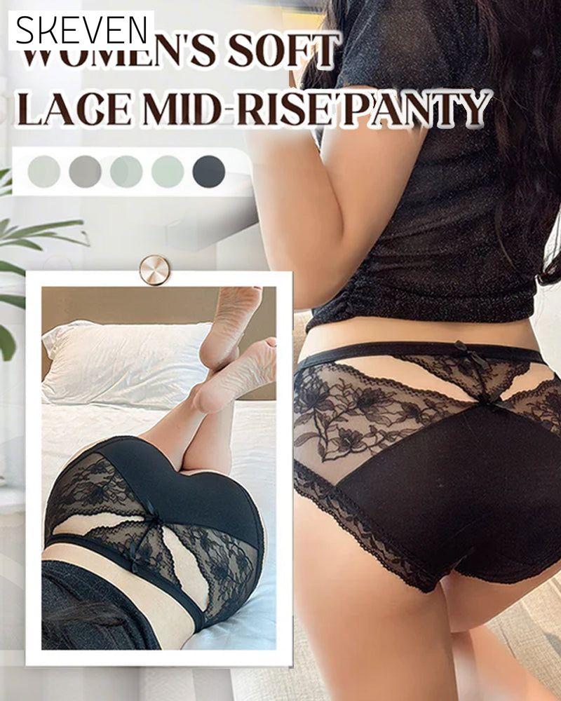 Damen-Slip aus weicher Spitze mit mittelhohem Bund