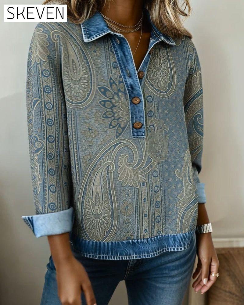 Sweatshirt mit Farbblock-Design und Knopfleiste