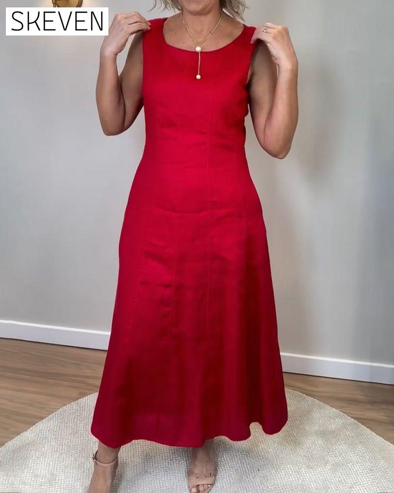 Ärmellose Weste in Unifarben, lässiges Kleid