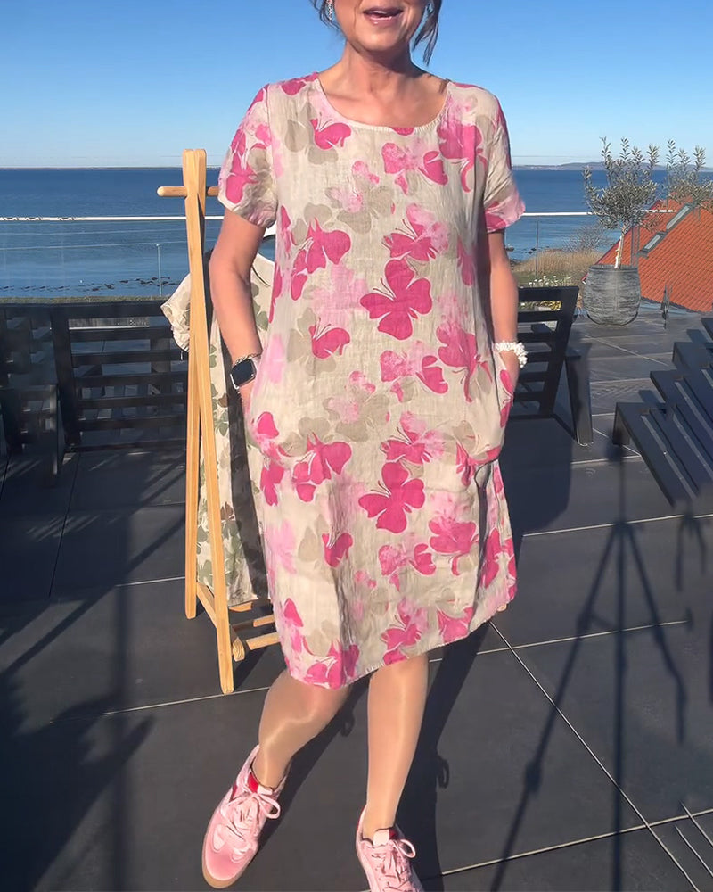 Casual Butterfly Print Dress