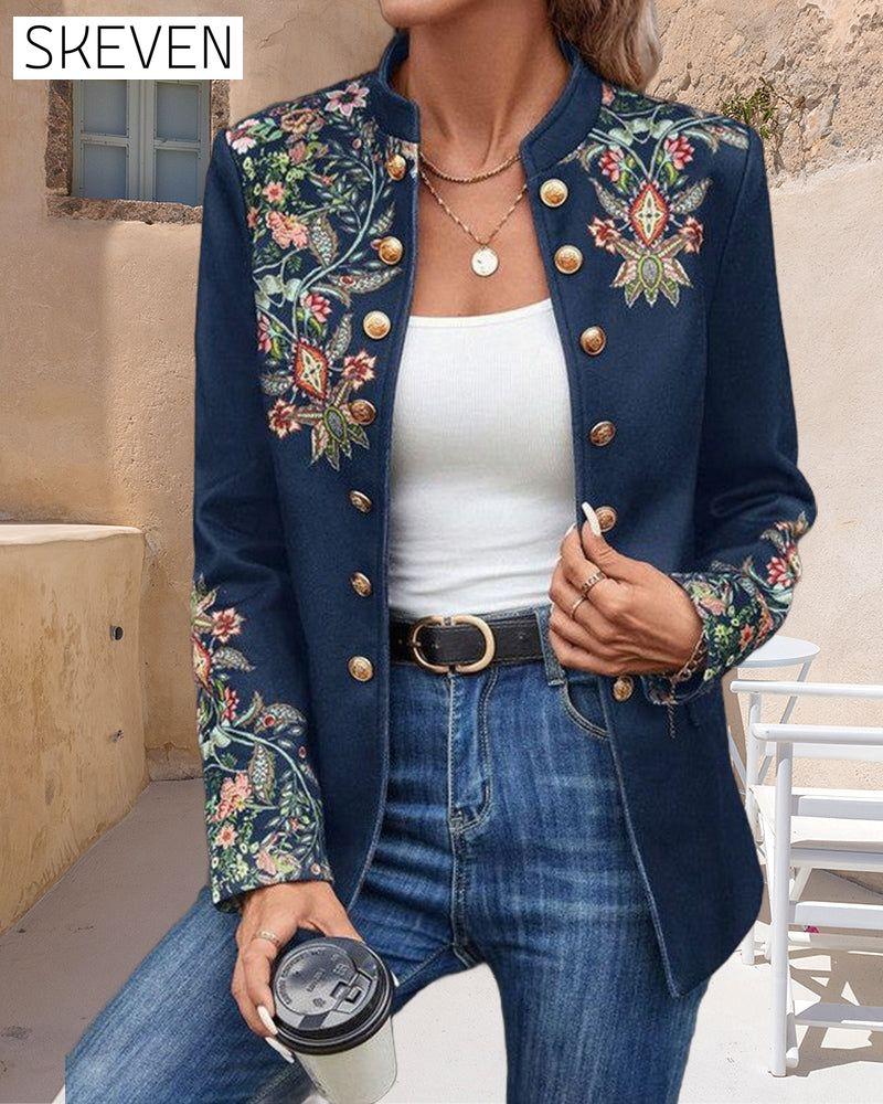 Printed double-breasted blazer 2024 f/w blazers spring