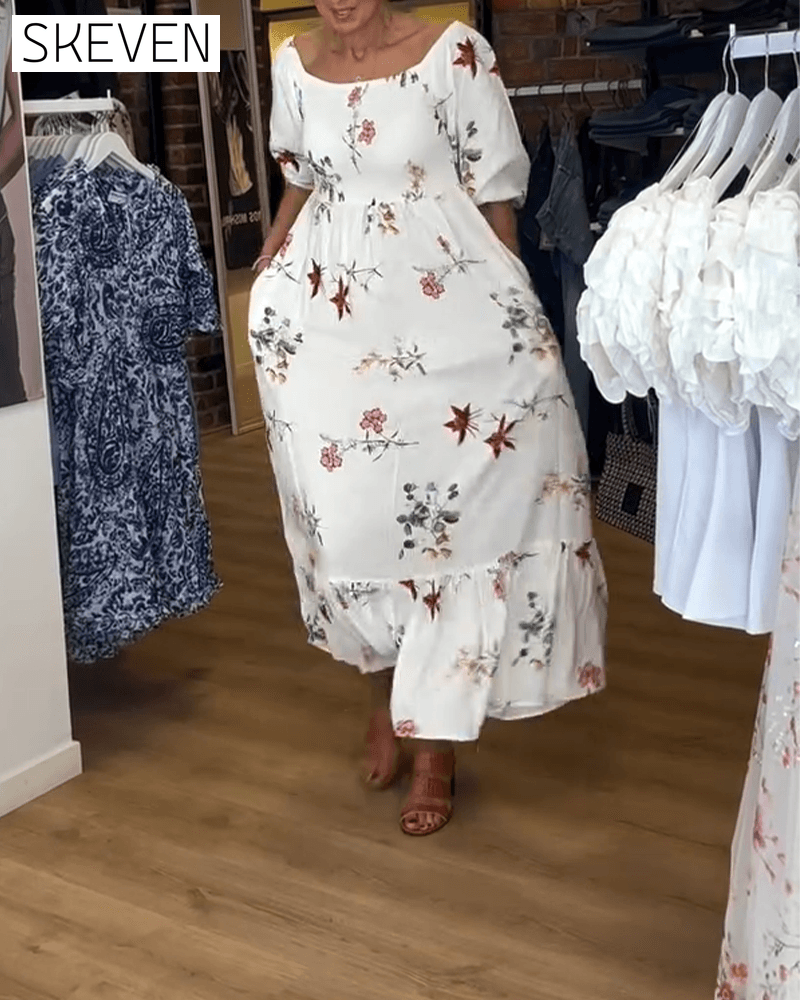 Wide Collar Printed Dress