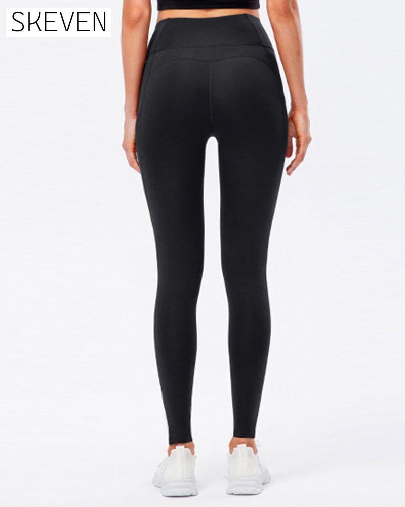 Solid color leggings with fleece pockets