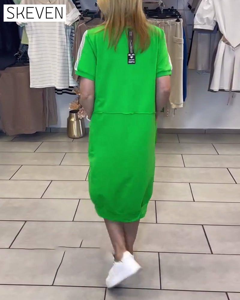 Short Sleeve Printed Shift Dress