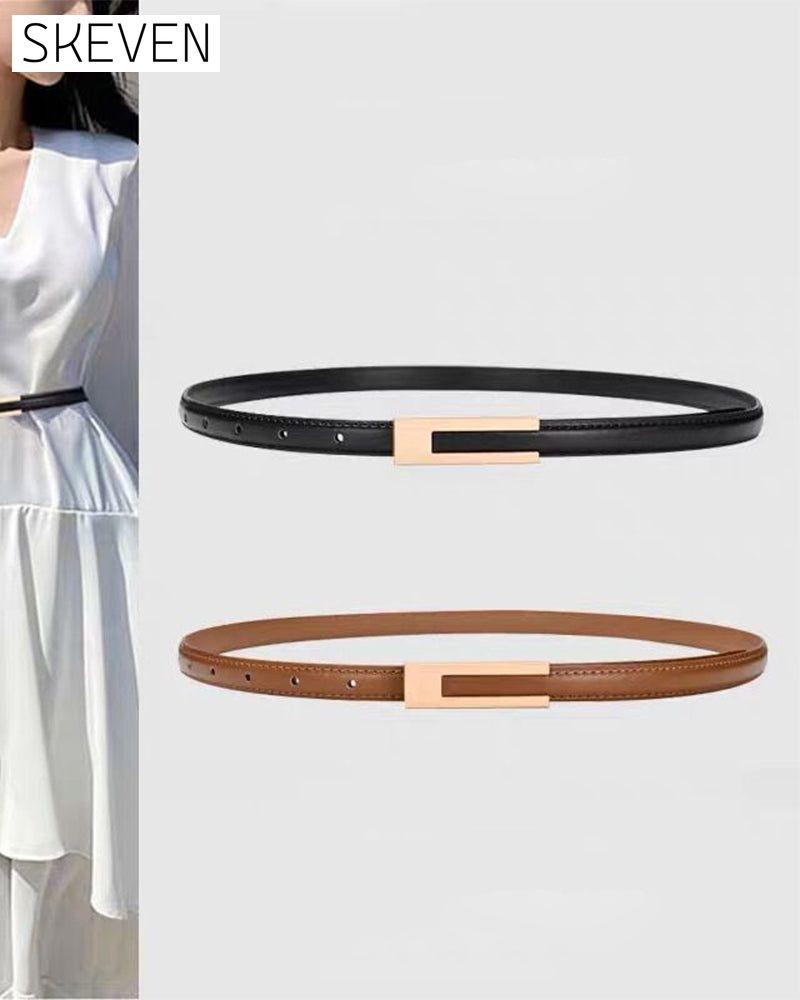 Simple retro solid color thin belt
