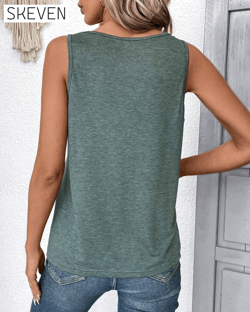 Ärmelloses, plissiertes Tanktop in Unifarbe