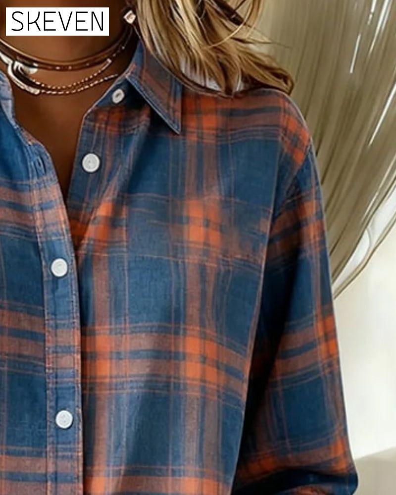 Chemise à carreaux à revers