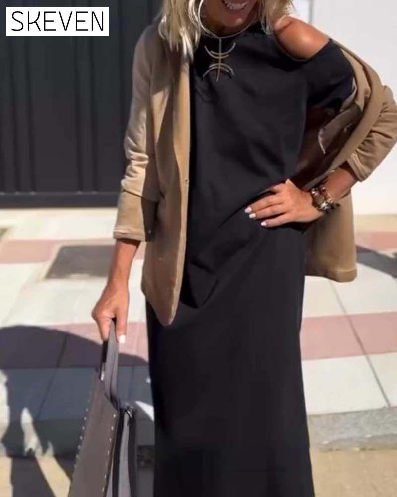 Modisches, lässiges, schulterfreies, figurbetontes Kleid