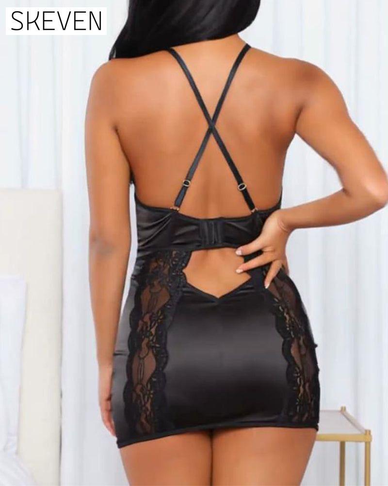 Sexy, mit Spitze besetztes, einteiliges Kleid