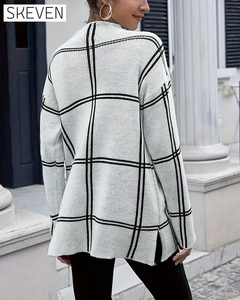 Striped Collar Split Sweater 2023 f/w 23BF clothes spring Sweaters sweaters & cardigans Tops/Blouses